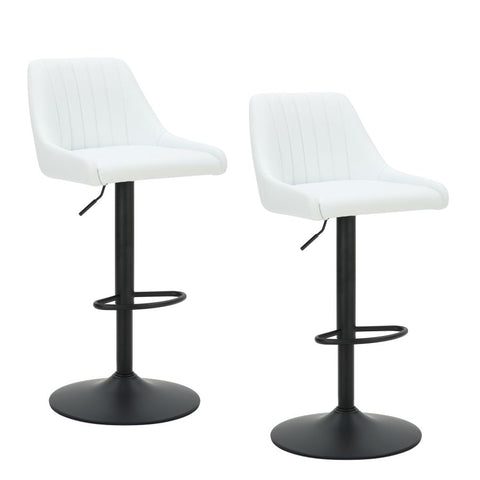 Kron Adjustable Height Air-Lift Swivel Stool - Set of 2 - White Faux Leather