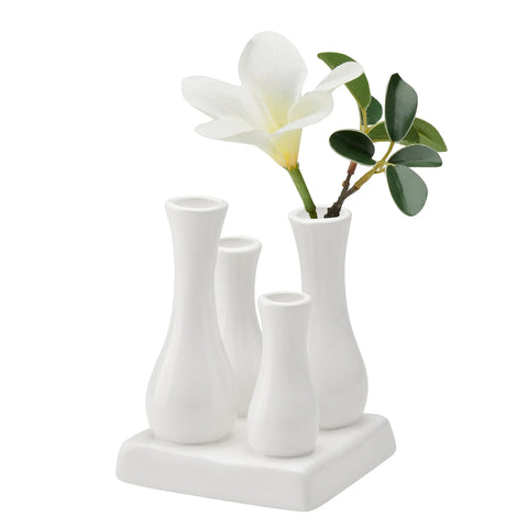 Multi Tube Square White Ceramic Urn Vase