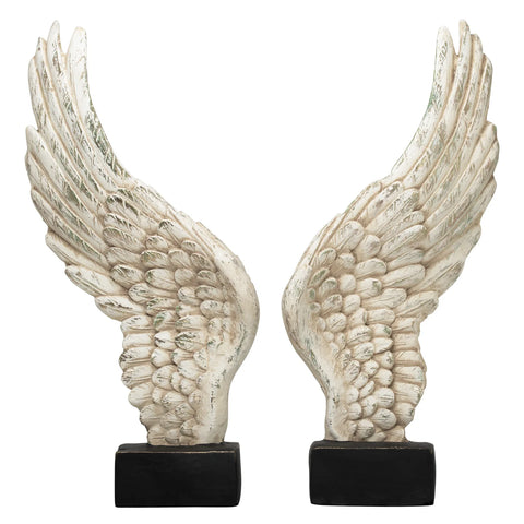Guardian Antique White Wings 2 Piece 20h" Decor Sculpture Set