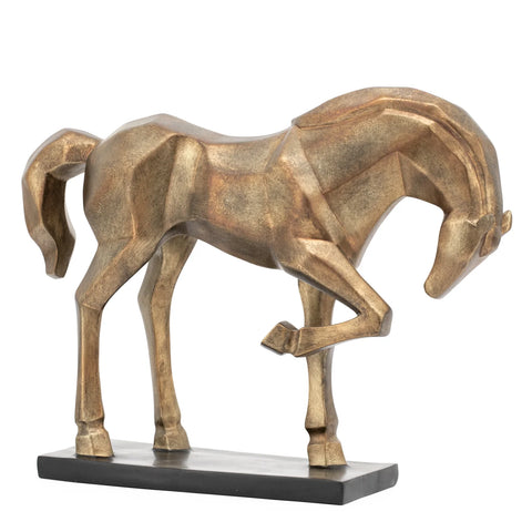 Carved Majestic Prancing Horse Decor Statue - Antique Bronze