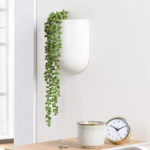 Centra Ceramic 6 x 3 x 7.5h" Wall Vase Planter - Tall White