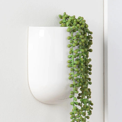 Centra Ceramic 6 x 3 x 7.5h" Wall Vase Planter - Tall White