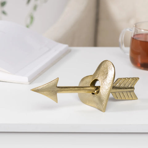 Cupid's Arrow 8" Length Aluminum Gold Heart Decor Sculpture