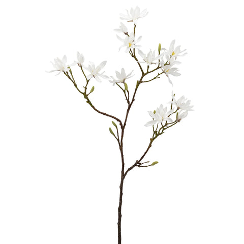 Japanese Magnolia 46L" Faux Multi Bloom Spray Stem - White