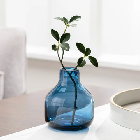 Beau Mini Bottle 5h" Glass Vase - Blue