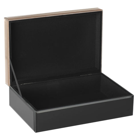 Allure 2 Tone Rose/Black Bevel Glass 9.5x6.5" Jewelry Storage Box