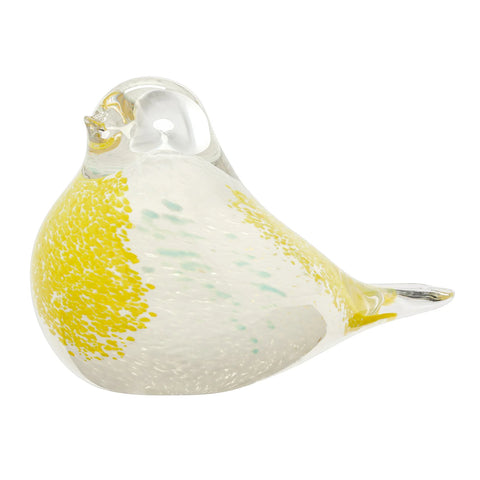 Bird Glass Paperweight 3.5h" Decor - White/Yellow