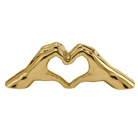 Love Gesture Hand 12L” Ceramic Decor Sculpture - Gold Heart