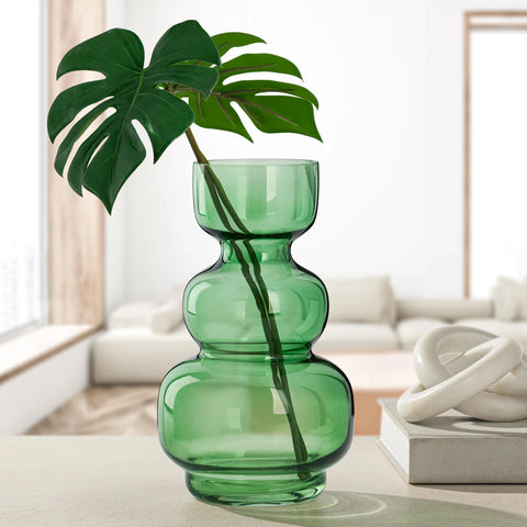Riva Multi Bulb Green Glass 9.5h" Vase