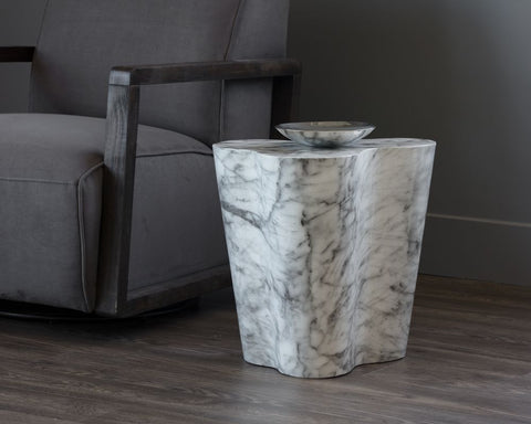 Ava Marble Look End Table - Small