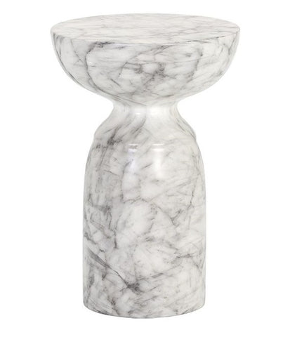 Goya Marble Look End Table - White