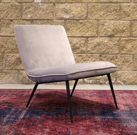 Lucio Velvet Lounge Chair - Light Grey