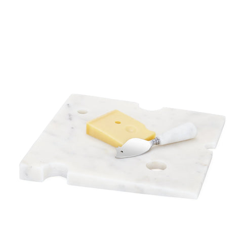Wedge Marble Cheese Board with Mouse Knife