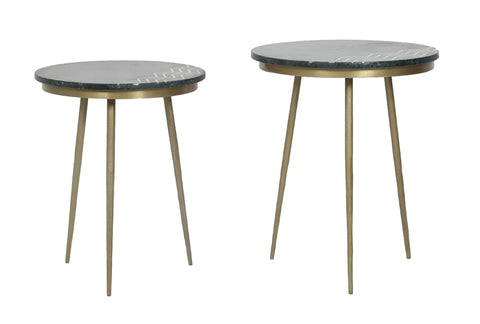Function Green Marble Accent Tables - Set of 2