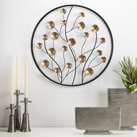 Frame Golden Poppy Round Metal Wall Decor