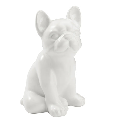 Bulldog Sitting 6h" Ceramic Decor Sculpture- White