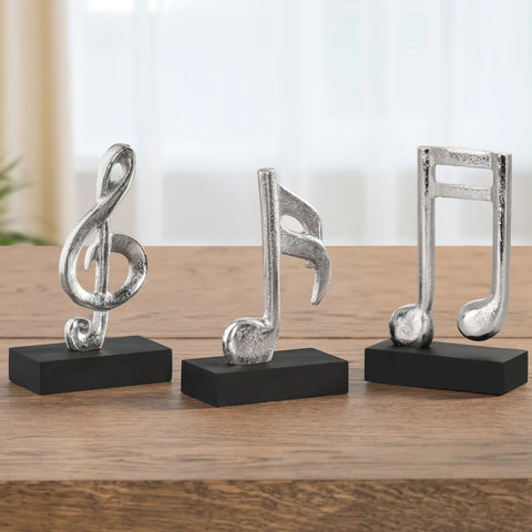 Musical Note 6.5h" 3 Piece Aluminum Decor Sculpture Set