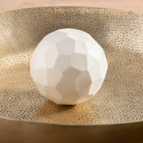 Faceted 3" Acrylic Decor Ball - Ivory White