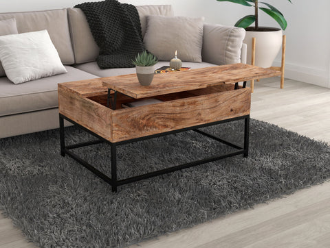 Burnaby Lift-Top Coffee Table - Natural Burnt