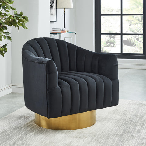 Cortina Swivel Accent Chair in Black/Gold