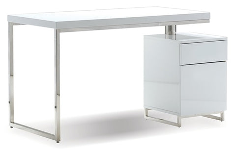Span Desk 47" with File Cabinet - High Gloss White