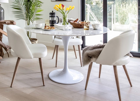 Harry Dining Chair - White with White Oak Legs