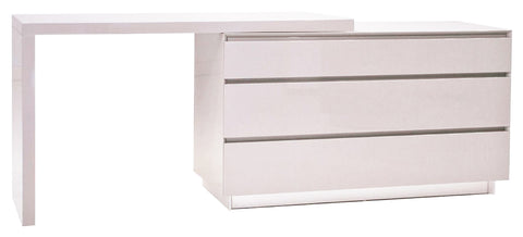 Savvy Glass Top Extension Desk - High Gloss White