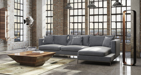 Simena Sectional Sofa - Grey Tweed Fabric