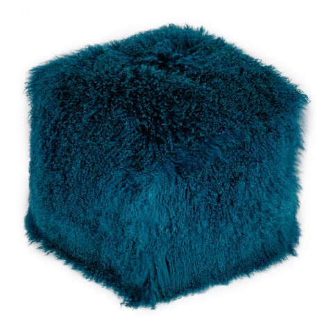 Lamb Fur Pouf - Blue