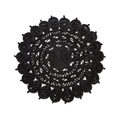 Dandelion 6ft Round Rug – Black