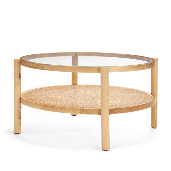 Weslyn Wood & Glass Coffee Table