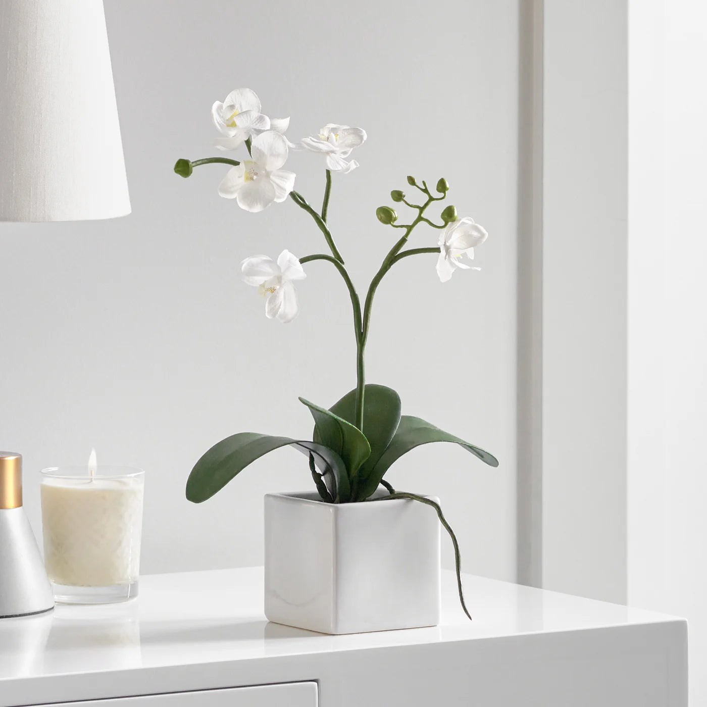 Orchid Potted Faux Single Stem 16