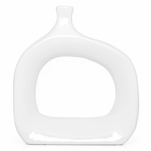 Open 11h" Wide Vase - White