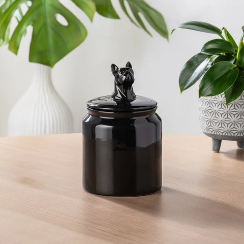 French Bulldog Ceramic Canister - Black