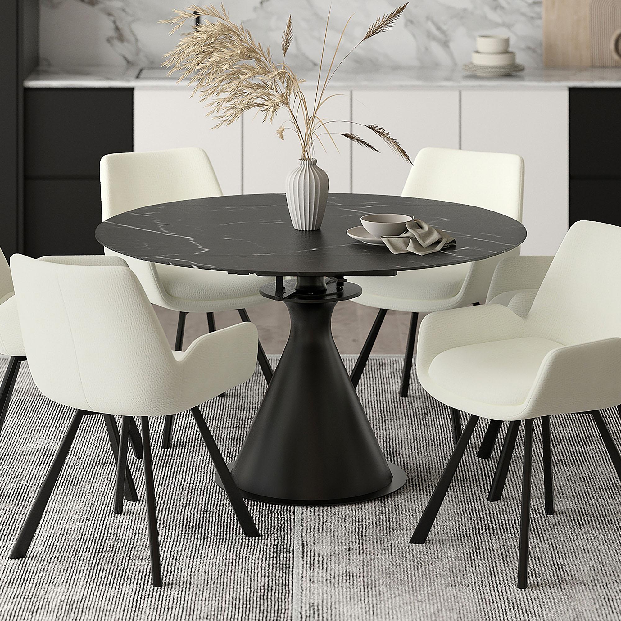 Goddess Round Dining Table with Extension (Black)