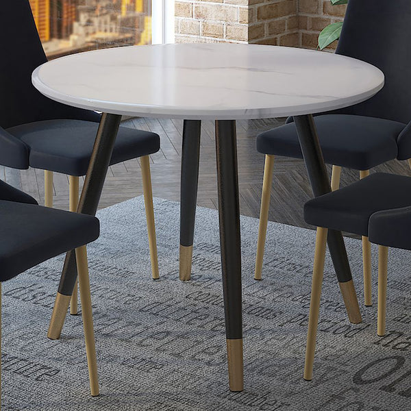 Emery Round Dining Table - White/Black