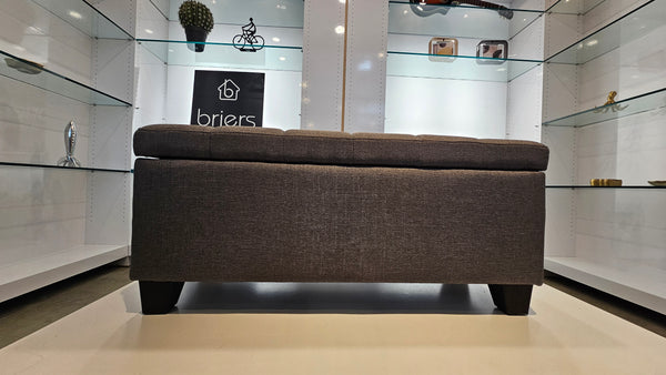 Grey Storage Ottoman Bench | Tufted Top with Hidden Storage (Floor Model)