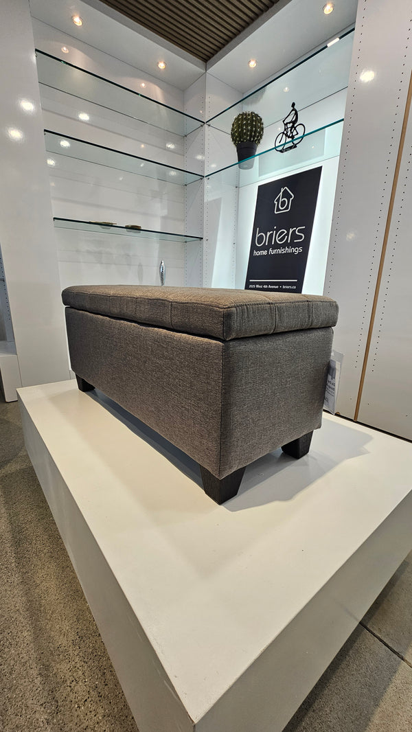 Grey Storage Ottoman Bench | Tufted Top with Hidden Storage (Floor Model)