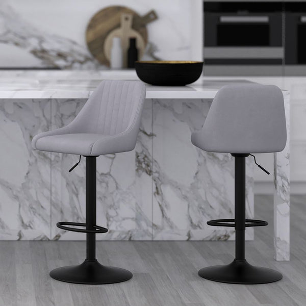 Adjustable Height Air-Lift Swivel Stool - Set of 2 - Grey Fabric