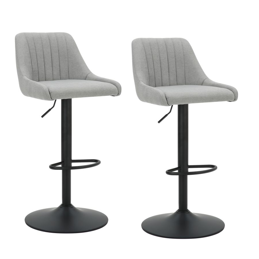 Adjustable Height Air-Lift Swivel Stool - Set of 2 - Grey Fabric