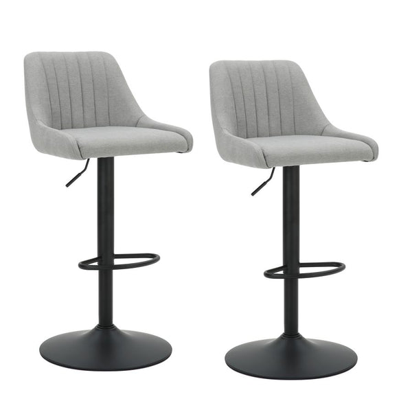 Adjustable Height Air-Lift Swivel Stool - Set of 2 - Grey Fabric