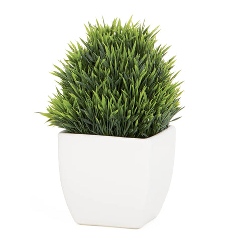 Tapered Ceramic 6.75h" Faux Potted Grass