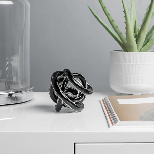 Orbit Glass Knot Decor Ball - Black