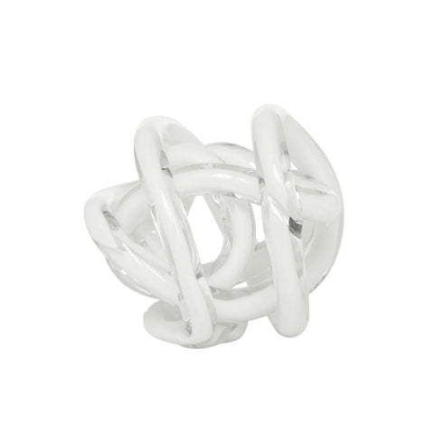 Orbit Glass Knot 3" Diameter Decor Ball - White