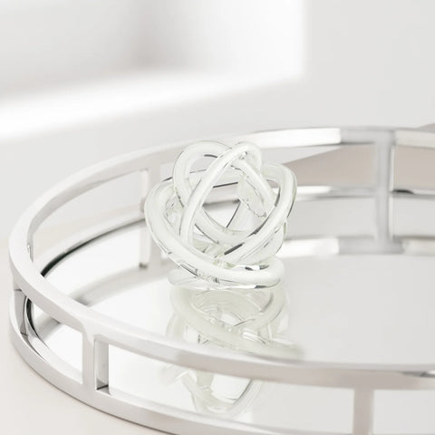 Orbit Glass Knot 3" Diameter Decor Ball - White