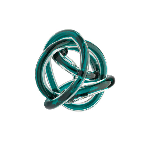Orbit Glass Knot 3" Diameter Decor Ball - Teal