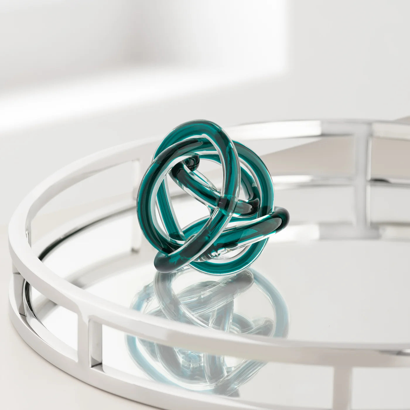 Orbit Glass Knot 3" Diameter Decor Ball - Teal