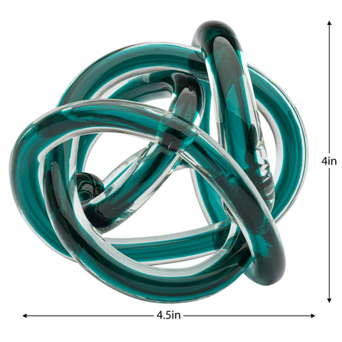 Orbit Glass Knot 4.5" Diameter Decor Ball - Teal