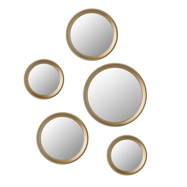 Portico Round 5 Piece Mirror Set - Antique Gold