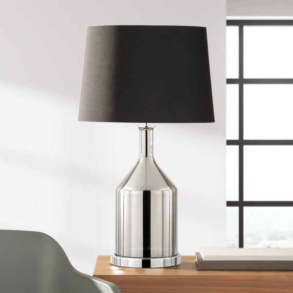Glass Flask Chrome Table Lamp